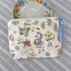 Bolsa Cosmética Linda Azul Caricatura Mini Billetera Algodón Puro Bolsa Pequeña de Tela Auriculares Lápiz Labial Bolsa de Almacenamiento Portátil