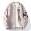2025 Transfronterizo Nuevo Otoño Moda Casual Suéter Cárdigan Tejido para Hombre Chaqueta Abrigo Rayado Simple