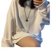 Sudadera de Punto Gofrado con Cuello Redondo y Mangas Largas Ropa de Otoño para Mujer 2026 Nuevo Negro Adelgazante Holgada Color Sólido Top Camiseta para Mujer