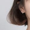 Plateado Plateado Temperamento Artístico Línea de Pedrería Gancho para la Oreja Aretes Cortos de Clip para Hueso de la Oreja Pequeños Estilo Coreano para Mujer