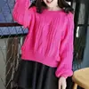 Comercio exterior europeo y americano otoño e invierno nuevo suéter de punto holgado con cuello redondo trenzado, suéter de punto para mujer estilo casual