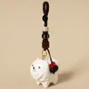 Chaveiro Pingente Escultura em Madeira Feita à Mão Cachorro Samoyed, Lindo Pingente para Bolsa Estilo Curativo, Presente para Namorada