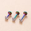 1.2x 6/8/10mm aço inoxidável rosca interna haste inferior plana 3mm redonda zircão lábio prego orelha osso unha punção joias