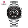 Chenxi chenxi 029A reloj de cuarzo para hombre con correa de acero para negocios, creativo, tres subesferas falsas, reloj con calendario poligonal
