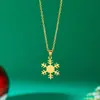 Collar Navideño Minimalista Popular Transfronterizo de Acero Inoxidable con Diseño de Papá Noel, Reno y Copo de Nieve en Oro de 18K para Mujer