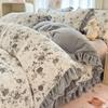 Juego de Cuatro Piezas de Cama de Terciopelo de Leche Cálido Engrosado de Invierno Funda de Edredón de Felpa de Dibujos Animados Ropa de Cama Cubierta de Cama Juego de Tres Piezas de Cama Sábanas