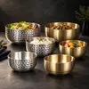 Cuenco Martillado de Acero Inoxidable Estilo Coreano, Cuenco Liso, Cuenco de Arroz Comercial para Restaurante de Color Dorado Engrosado, Cuenco para Sopa, Cuenco para Bibimbap, Cuenco para Kimchi