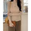 Tiro Real~Camiseta Base Estilo Coreano 2026 Otoño e Invierno Nuevo Suéter de Punto Ropa Interior Cálida Top para Mujer