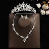Conjunto de três peças para noiva: coroa, colar e brincos. Acessórios de cabelo para casamento. Acessórios de casamento. Coroa estilo coreano.