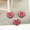 Botones de cuatro ojales con forma de corazón de 14.5 mm, blancos con puntos de colores, botones de madera para ropa infantil, suéteres, cárdigans y vestidos