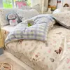 Capa de Edredom 100% Algodão Peça Única Algodão 100% Ins Desenho Animado Lençol de Cama Capa de Edredom Infantil Estudante Dormitório Cama de Solteiro Conjunto de Três Peças