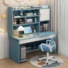 Escritorio para estudio en casa de estudiante, escritorio infantil con combinación de estantería, juego de escritorio y silla integrados, escritorio de escritura infantil simple para dormitorio