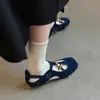 Versión de Piel de Vaca~Zapatillas de Entrenamiento Casual Retro Alemanas para Mujer 2026 Primavera y Verano Nuevo Estilo Étnico Zapatos Mary Jane Ballet para Mujer
