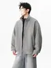 Jaqueta de alta qualidade com gola alta, nova coleção outono/inverno masculina, modelagem solta, estilo casual, zíper duplo, moletom cardigã liso