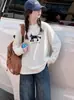 Conjunto Casual de Otoño para Niñas 2026 Nuevo Moda Camiseta de Manga Larga de Otoño y Pantalones de Pierna Ancha de Mezclilla Conjunto de Dos Piezas para Niñas