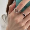 Anillo de amor hueco con cadena para mujer, moderno, vintage, desgastado, moderno, con comida fresca, anillo para dedo, joyería popular en Internet.