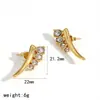 Pendientes de Horquilla de Diamante Geométrico Diseño de Nicho Diamante de Punto Circonita Pendientes de Acero Inoxidable Pendientes que No se Desvanecen