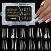 Puntas de uñas de cristal sin soporte de papel, nuevo set mixto de 12 estilos, película transparente para uñas, 288 piezas, molde para uñas, puntas de uñas para manicura