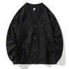 Cardigã de tricô casual masculino estilo japonês, gola V, cor sólida, modelagem solta, jaqueta suéter para casais para primavera e outono, estiloso