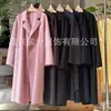 10% cachemira 90% lana, bata larga de lana de doble cara con cinturón, ropa para mujer