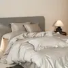 Novo Modelo Conjunto de Três Peças de Algodão de Fibra Longa de Alta Qualidade Luxo 500 Fios Dupla Face Cor Sólida Roupa de Cama Conjunto de Quatro Peças 4
