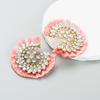 Pendientes de moda estilo ins, pendientes de borla con temperamento, con pedrería colorida, pendientes en forma de C, temperamento femenino, pendientes exagerados al por mayor