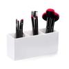 Portalápices acrílico de escritorio de tres rejillas, caja de almacenamiento para brochas de maquillaje, caja de almacenamiento para lápices y cosméticos con borde cruzado