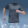 Camiseta de Seda de Gelo para Comércio Exterior Masculina de Verão Fina Secagem Rápida Manga Curta Esportiva Nova Respirável Meia-Manga Roupas de Corrida