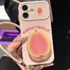Suporte de Cordão de Frutas Adequado para Celular Apple 17 Pro Max Capa de Celular iPhone 16 Pro com Janela em Formato de Coração