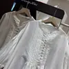 Primavera 2026 Nueva Camisa de Algodón para Mujer con Cuello Redondo Estilo Japonés Blusa Holgada Cárdigan Estilo Mori Vintage Moda para Mujer Reductora de Edad