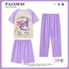Novo conjunto de pijama infantil de três peças para primavera e outono, meninas e meninos, manga curta, calças, desenho animado, conjunto de roupa para casa, atacado