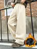 A1367 Pantalones Casuales Rectos de Terciopelo de una Pieza para Niños y Niñas de Invierno Pantalones Gruesos de Forro Polar Anchos Sueltos para Niños Grandes