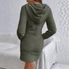 Moda Europea y Americana Otoño e Invierno 2025 Vestido Casual de Felpa con Capucha y Cordón, Ajustado, para Cadera, Elegante, Color Puro, para Mujer