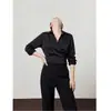 Camisa blanca de manga larga ajustada para mujer, colección de otoño 2026, top de nicho de alta gama, disponible para venta al por mayor