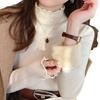 Tejido de Encaje de Cuello Alto Medio Estilo Japonés y Coreano, Nuevo Estilo Primavera y Otoño, Tejido Base con Forro Polar Integrado