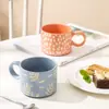 Tazas Apilables de Cerámica con Diseños de Hojas y Corazones, Tazas Pequeñas de Café con Diseños Simples de Letras, Tazas Estampadas de la Fábrica de Liling
