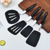Conjunto de 4 Peças Espátula de Silicone Antiaderente para Fritura Transbordante, Espátula para Fritar Peixe, Espátula de Panela, Utensílios de Cozinha