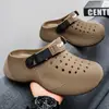 Sapatos Croc Femininos 2026 Novo Verão Outdoor Antiderrapante Bico Fechado Sandálias de Praia de EVA Leves e Respiráveis