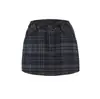 Falda Retro a Cuadros en Forma de V de Cintura Baja que se Ajusta a la Cadera, Nuevo Estilo Otoño e Invierno, Minifalda Sexy Ajustada Antiexposición para Mujer