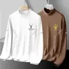 Camiseta térmica de manga longa com gola redonda para o inverno, com gola alta pela metade, top quente para o outono, para homens.