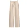 Nuevos Pantalones de Pierna Ancha de Cachemira para Mujer con Cordones Otoño Invierno Engrosados Con Bolsillos Modernos Suaves Versátiles Adelgazantes de Pierna Recta Pantalones Casuales