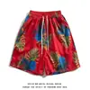 Shorts de Tecido com Flores Grandes do Nordeste Popular na Internet Shorts com a Mesma Estampa para Casais Masculinos e Femininos Shorts Largos Casuais Roupas para Apresentação de Férias