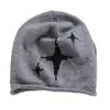 Gorro de Lana Holgado con Cordón Estilo Coreano para Mujer, Sombrero de Lana para Otoño e Invierno, Circunferencia de Cabeza Grande, Adelgazante de Cara, Versátil, Cálido, Protector de Orejas, Gorro de Punto