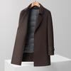 Casaco de Lã Elegante e Versátil para Homens no Outono e Inverno Novo Estilo 85 Enchimento de Penugem de Ganso Forro Removível Casaco de Lã de Comprimento Médio