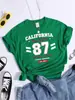 Camiseta Casual de Algodón Puro 180g para Mujer Cuello Redondo Manga Corta Algodón Estampado Europeo y Americano Sudeste Asiático