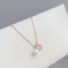 Moda coreana 2023 nuevo collar de luna de circonita y estrella de cinco puntas cadena para clavícula de mujer cadena de cuello de perla de temperamento todo-partido