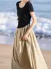 Camiseta Cuadrada de Moda Patchwork Vestido Falso de Dos Piezas para Mujer Verano Nuevo Adelgazante Temperamento de Alta Gama Falda
