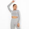 Grande Promoção Celebridade da Internet Tricotado Sem Costura Sexy Cor Pura Top de Manga Longa Roupa de Yoga Feminina Esportes Corrida Fitness Camiseta Respirável