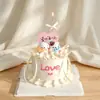 Decoraciones para pastel del Día de San Valentín chino, teléfono de dibujos animados lindo, adornos de cachorro y gato, tarjetas en forma de corazón, toppers e inserciones