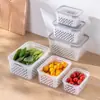 Caja de Almacenamiento de Plástico para Uso Doméstico, de Doble Capa, Doble Propósito para Almacenamiento y Drenaje, Alto Valor Estético, Caja de Almacenamiento para Refrigerador, Cesta Escurridora de Almacenamiento para Cocina